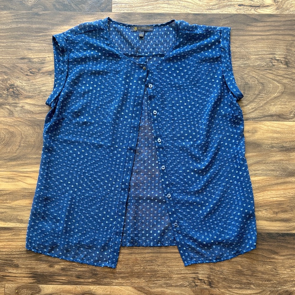 Outback Red Navy Button-Down Blouse